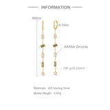 925 Silver Tassel Zircon Earrings Wedding Party
