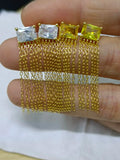 925 Silver Chain Tassel Dangle Earrings CZ Zircon Yellow Gift