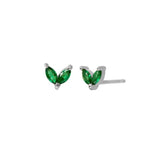 925 Silver Green Rhinestone Hoop Earrings Heart Pendant Charm Ci