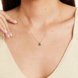 925 Silver Green Tourmaline Pendant Necklace Rabbit Ear Zircon Charm Chain