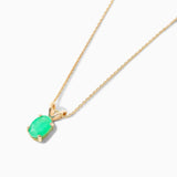 925 Silver Green Tourmaline Pendant Necklace Rabbit Ear Zircon Charm Chain