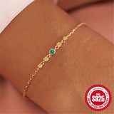 925 Silver Green Zircon Charm Bracelet Minimalist Jewelry