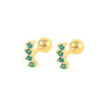 925 Silver Green Zirconia Stud Earrings for Women