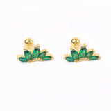 925 Silver Green Zirconia Stud Earrings for Women