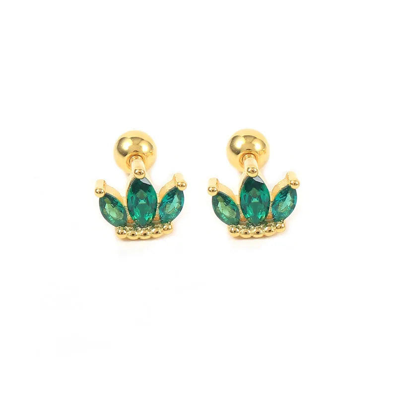 925 Silver Green Zirconia Stud Earrings for Women