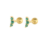 925 Silver Green Zirconia Stud Earrings for Women