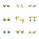 925 Silver Green Zirconia Stud Earrings for Women