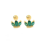 925 Silver Green Zirconia Stud Earrings for Women