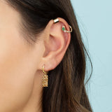 Heart Cross Charm Hoop Earrings 925 Sterling Silver For Women
