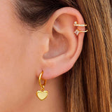 Heart Cross Charm Hoop Earrings 925 Sterling Silver For Women