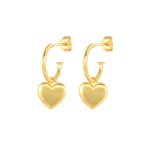 Heart Cross Charm Hoop Earrings 925 Sterling Silver For Women