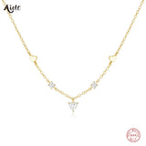 925 Silver Heart CZ Pendant Necklace High 18k Chain Jewelry