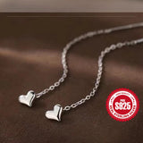 Sterling Silver Heart Tassel Chain Drop Earrings for Women