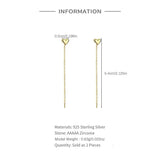 Sterling Silver Heart Tassel Chain Drop Earrings for Women