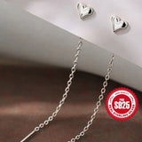 Sterling Silver Heart Tassel Chain Drop Earrings for Women