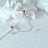925 Silver Heart Zircon Tassels Chain Earrings Women Dangling Jewelry