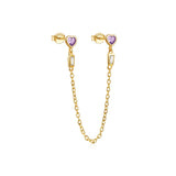 925 Silver Heart Zircon Tassels Chain Earrings Women Dangling Jewelry