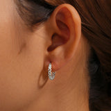 925 Silver Cross Hoop Earrings, Minimalist Wedding Party Jewelry