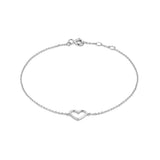 925 Silver Heart Frame Charm Bracelet 18K Plated Stackable Thin Slim Women Gift