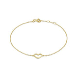 925 Silver Heart Frame Charm Bracelet 18K Plated Stackable Thin Slim Women Gift