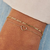 925 Silver Heart Frame Charm Bracelet 18K Plated Stackable Thin Slim Women Gift