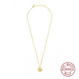 925 Silver Sun Pendant Necklace Long Chain Beads Sunlight Necklace Women