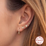 925 Silver Hoop Earrings Minimalist Cz Spikes Huggie Hoop Tiny Hoops Jewelry
