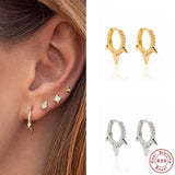 925 Silver Hoop Earrings Minimalist Cz Spikes Huggie Hoop Tiny Hoops Jewelry