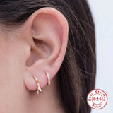 925 Silver Hoop Earrings Minimalist Cz Spikes Huggie Hoop Tiny Hoops Jewelry