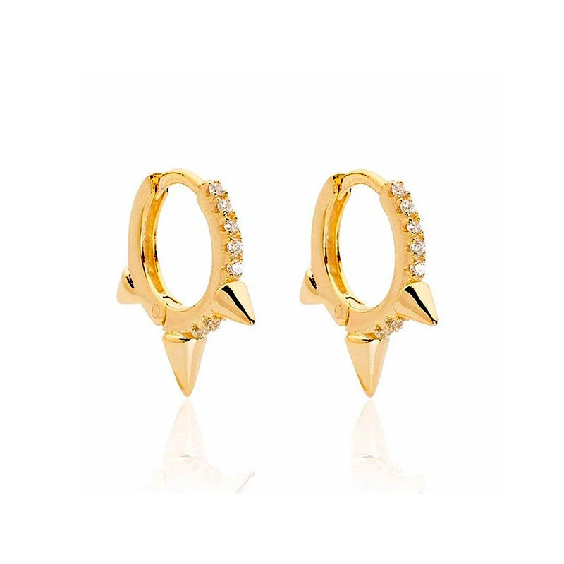 925 Silver Hoop Earrings Minimalist Cz Spikes Huggie Hoop Tiny Hoops Jewelry
