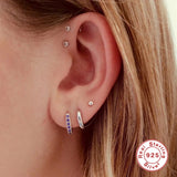 925 Silver Hoop Earrings Purple CZ Huggie Earrings for Women