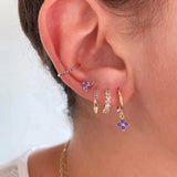 925 Silver Hoop Earrings Purple CZ Huggie Earrings for Women