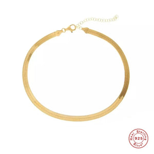 925 Sterling Silver Snake Chain Necklace 18K Plated Jewelry