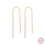 925 Silver Pearl Beads Pendant Tassel Earrings
