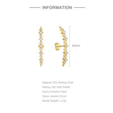 925 Silver Pearl CZ Pave Ear Climber Women Line Ear Crawlers Jewelry