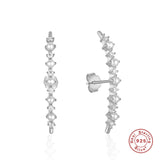 925 Silver Pearl CZ Pave Earring Climber Delicate Line Ear Crawlers