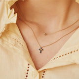 925 Silver Pearls Beads Charm Necklace Pink Enamel Cross Pendant