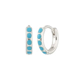925 Silver Crimped Turquoise Zircon Huggie Earrings