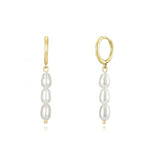 925 Silver Pearl Beads Dangle Earrings Long Chain Drop Earrings
