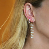 925 Silver Pearl Beads Dangle Earrings Long Chain Drop Earrings
