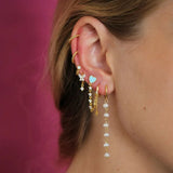 925 Silver Pearl Beads Dangle Earrings Long Chain Drop Earrings
