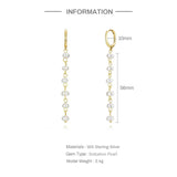 925 Silver Pearl Beads Dangle Earrings Long Chain Drop Earrings
