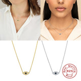 925 Silver Evil Eye Diamond Pendant Necklace for Women Girls Party Fine Jewelry