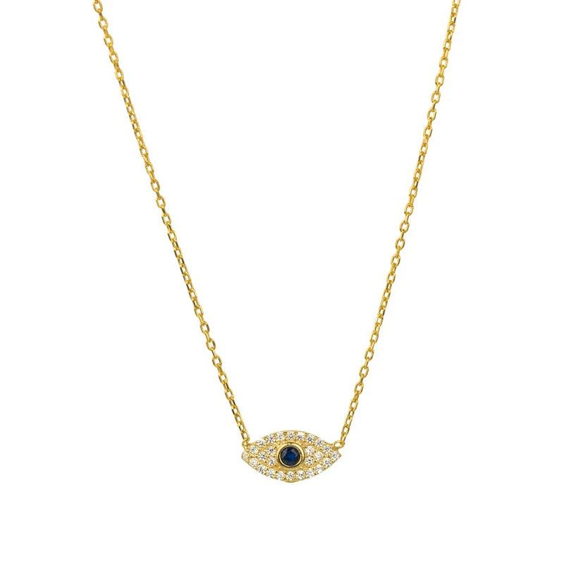 925 Silver Evil Eye Diamond Pendant Necklace for Women Girls Party Fine Jewelry