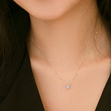 925 Silver Round CZ Zircon Pendant Necklace for Women