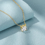 925 Silver Round CZ Zircon Pendant Necklace for Women