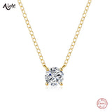 925 Sterling Silver Round CZ Pendant Necklaces for Women
