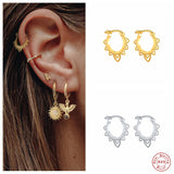 925 Silver Lace Hoop Earrings For Women Huggie Earrings