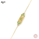 925 Silver Light Green Zircon Charm Bracelet for Women