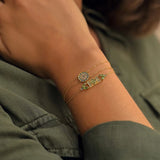 925 Sterling Silver Light Green Zircon Rectangle Plate Charm Bracelet